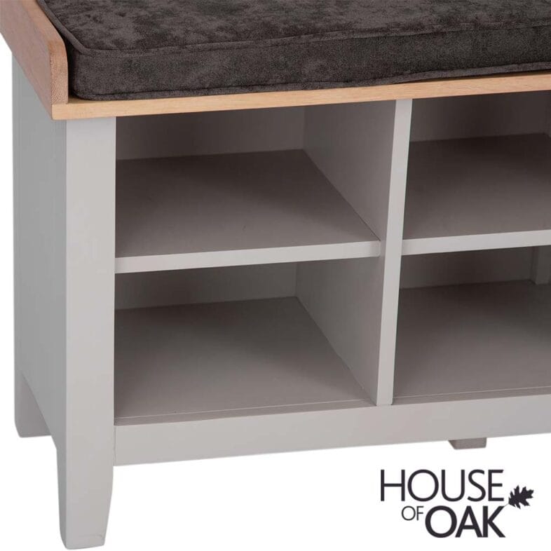 Roma Oak Hall Bench in Grey Painted - Image 5