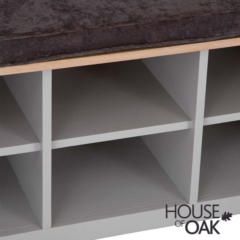 Roma Oak Hall Bench in Grey Painted - Image 6