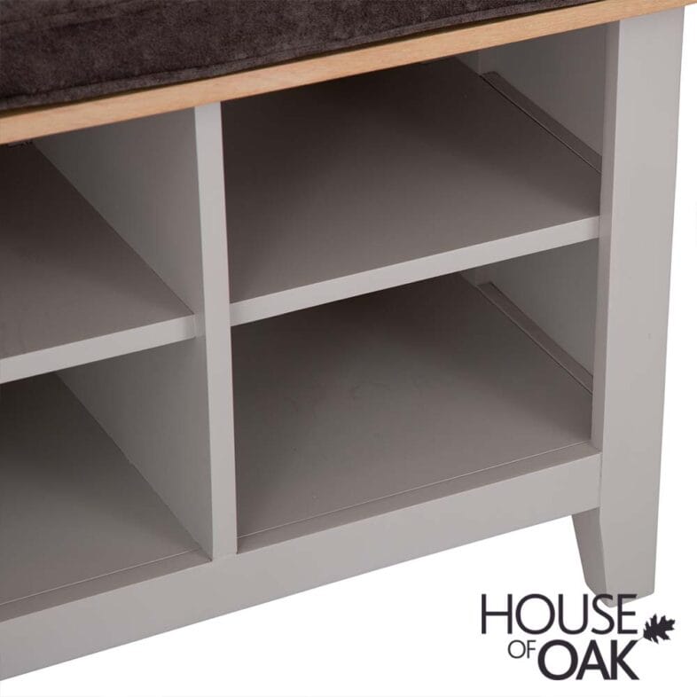 Roma Oak Hall Bench in Grey Painted - Image 8