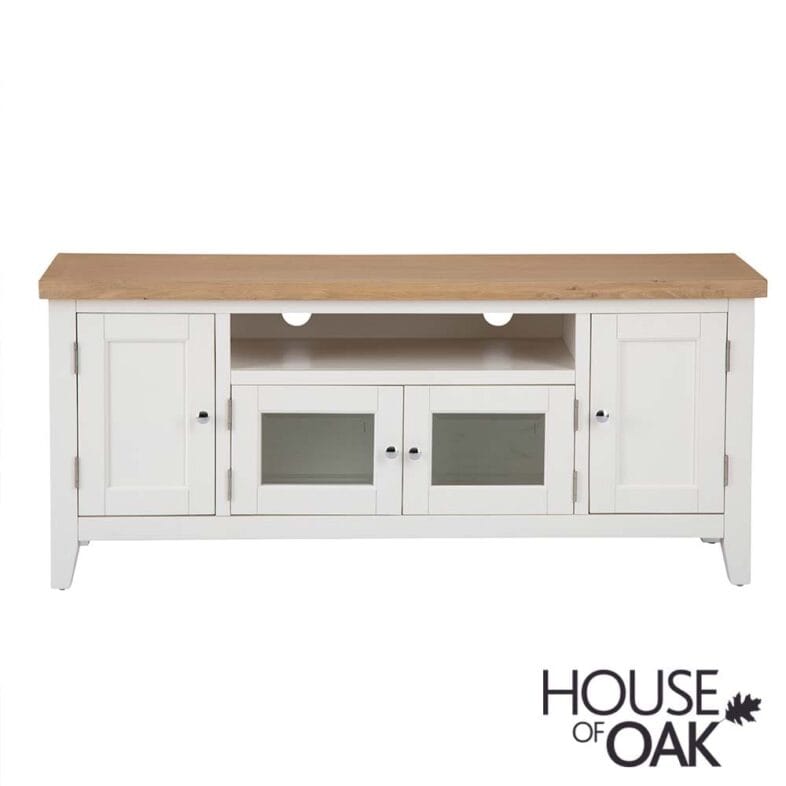 Roma Oak Large TV Unit in White Painted - Image 2