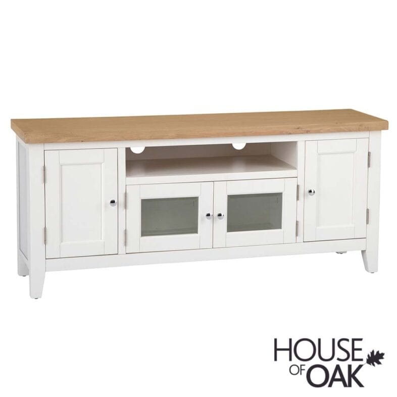 Roma Oak Large TV Unit in White Painted - Image 3