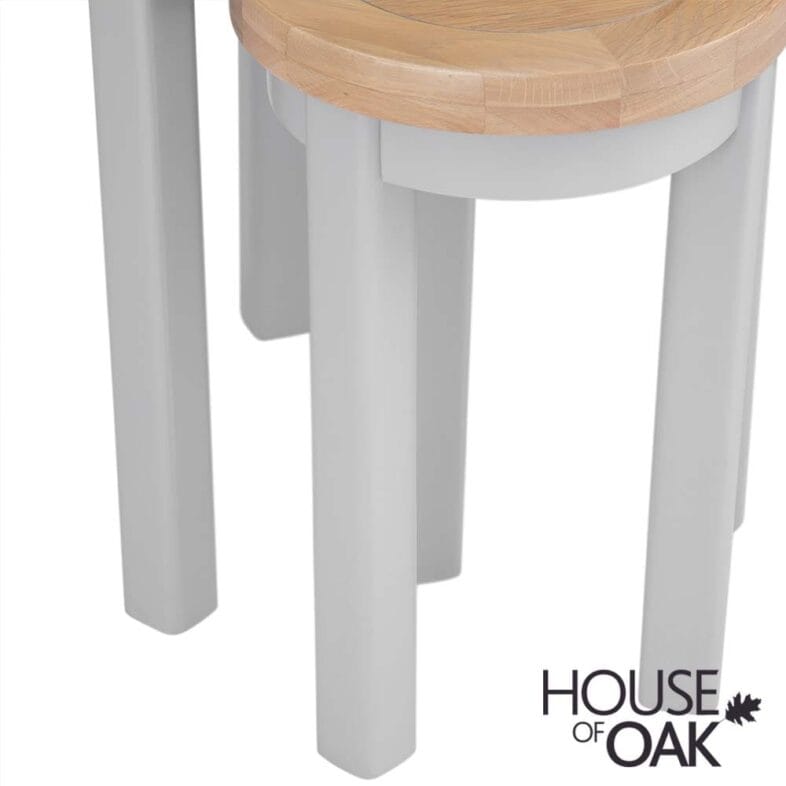 Roma Oak Round Nest of 2 Tables in Grey Painted - Image 5