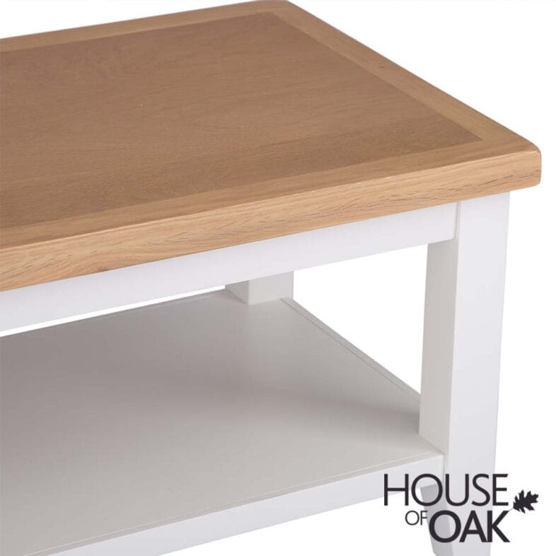 Roma Oak Small Coffee Table with Shelf in White Painted - Image 6