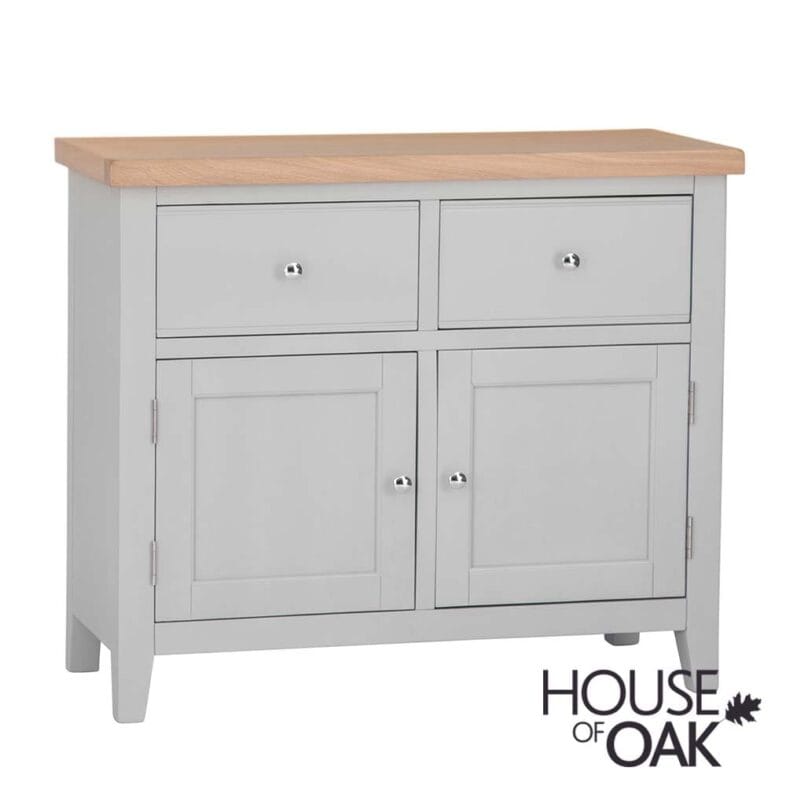Roma Oak 2 Door 2 Drawer Sideboard in Grey Painted - Image 3