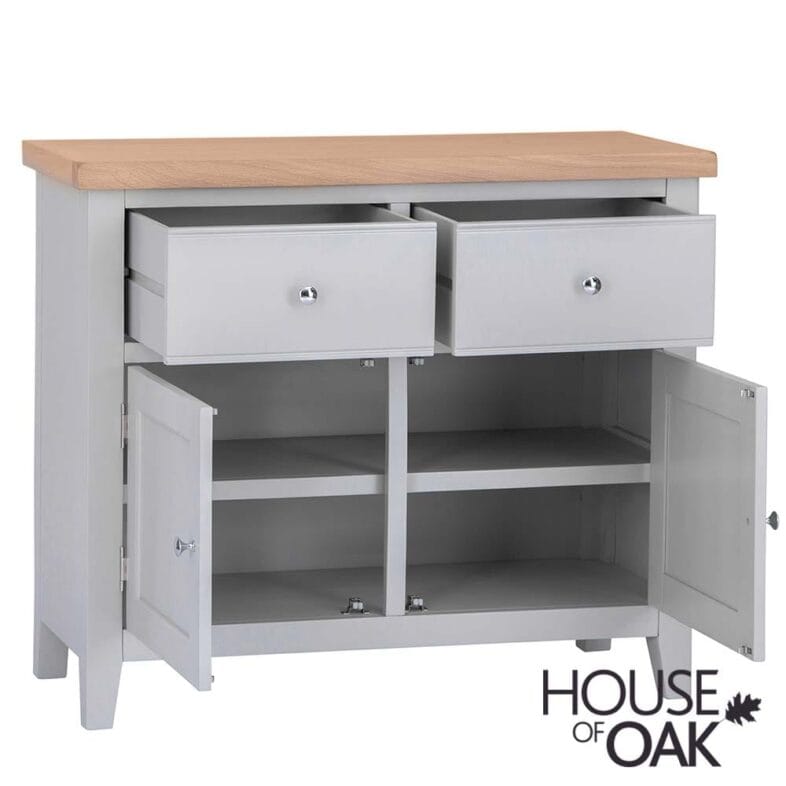 Roma Oak 2 Door 2 Drawer Sideboard in Grey Painted - Image 4
