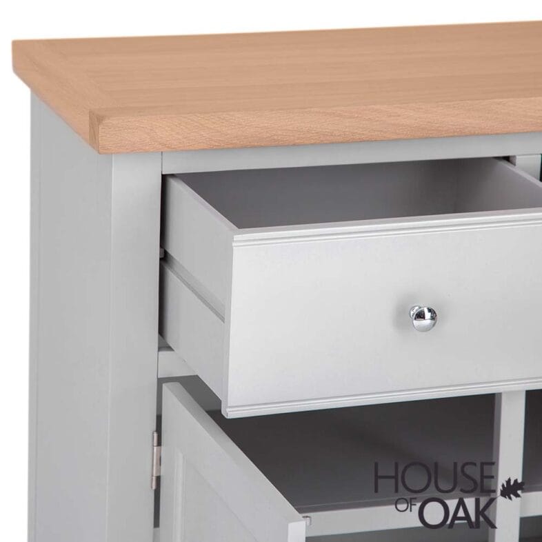 Roma Oak 2 Door 2 Drawer Sideboard in Grey Painted - Image 5