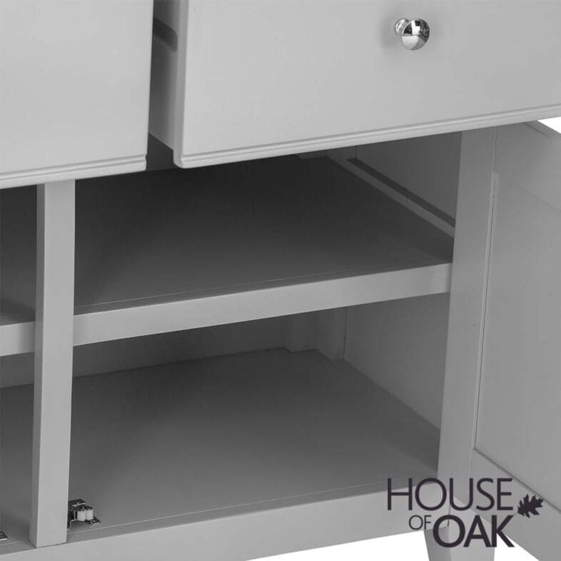 Roma Oak 2 Door 2 Drawer Sideboard in Grey Painted - Image 6