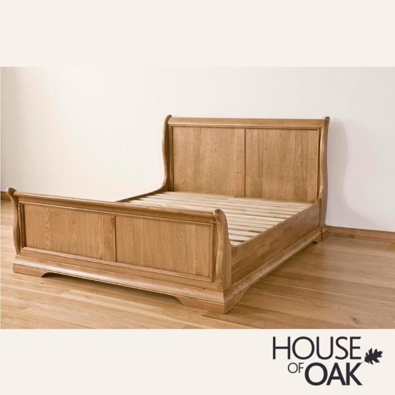 Paris Solid Oak 4FT 6'' Double Sleigh Bed - Image 3