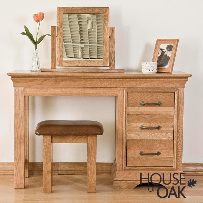 Paris Solid Oak Single Pedestal Dressing Table - Image 10