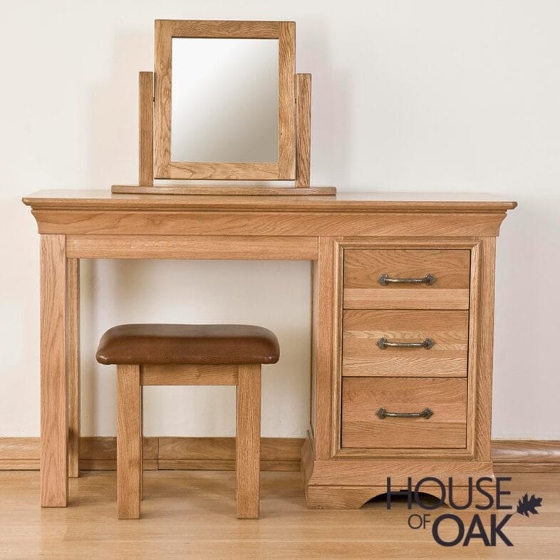 Paris Solid Oak Single Pedestal Dressing Table - Image 11
