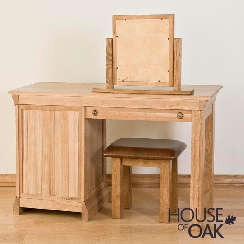 Paris Solid Oak Single Pedestal Dressing Table - Image 12