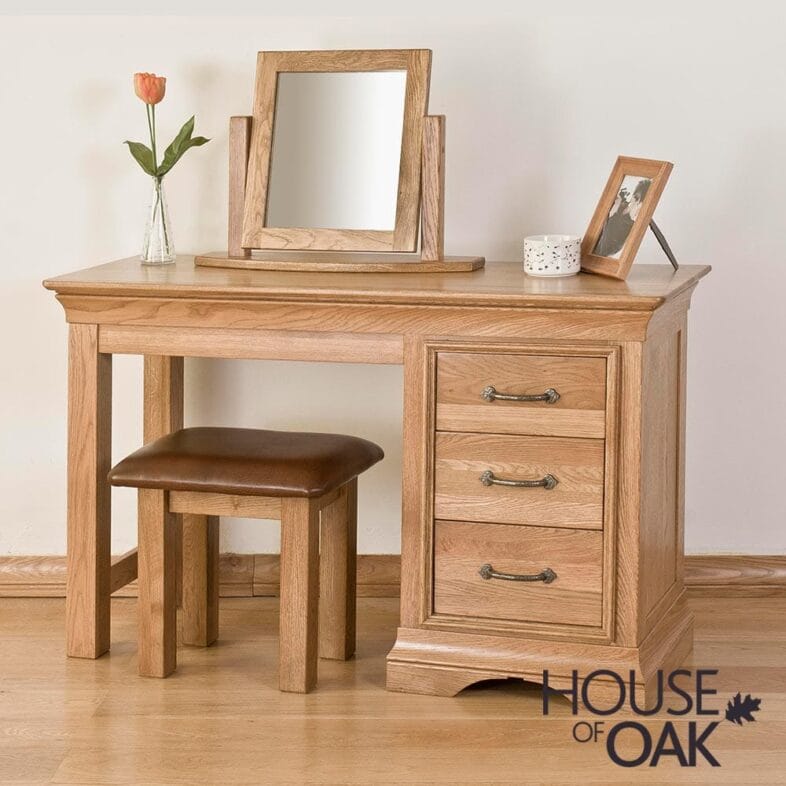Paris Solid Oak Single Pedestal Dressing Table - Image 2