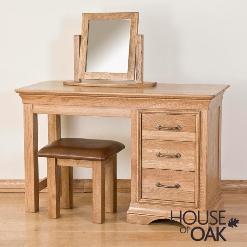 Paris Solid Oak Single Pedestal Dressing Table - Image 4