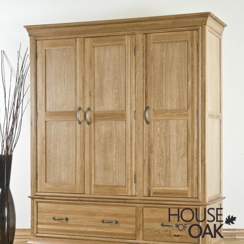 Paris Solid Oak 3 Door Wardrobe with Drawers