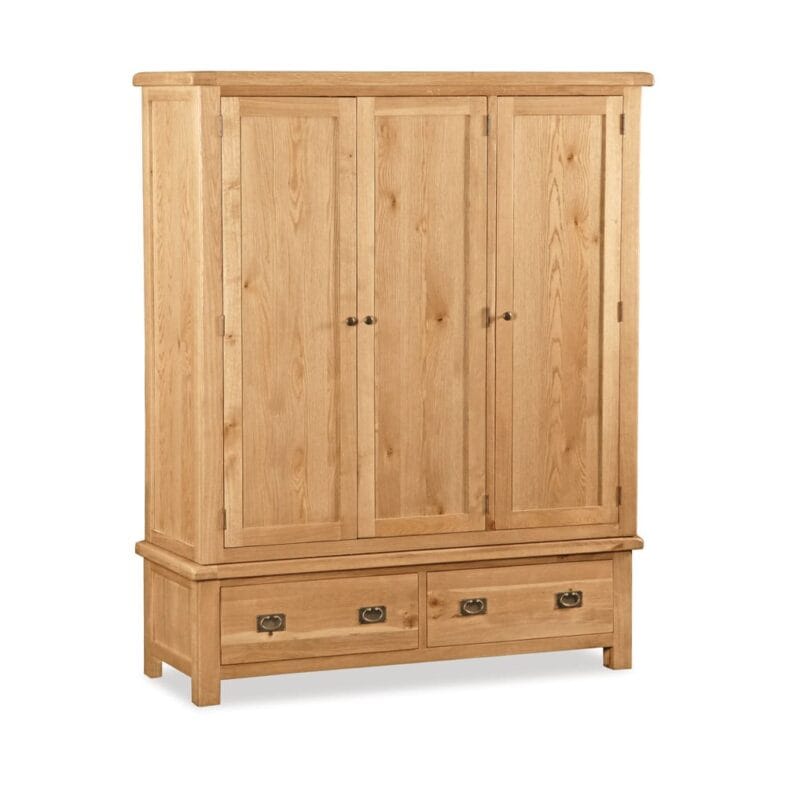 Oxford Oak Triple Wardrobe with Drawers