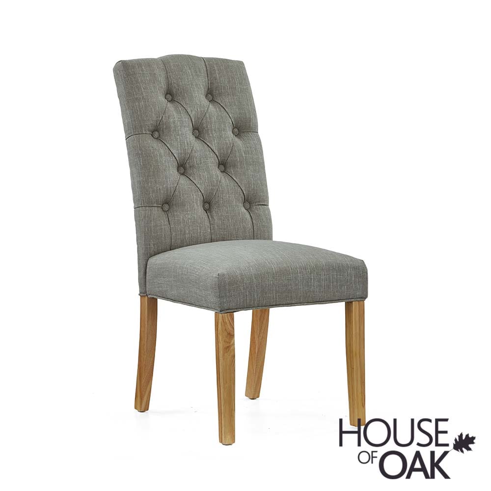 Button Back Upholstered Dining Chair in Grey - Image 2