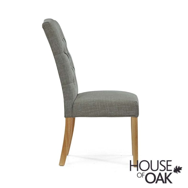 Button Back Upholstered Dining Chair in Grey - Image 3