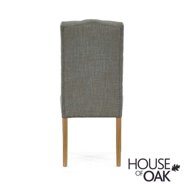 Button Back Upholstered Dining Chair in Grey - Image 4