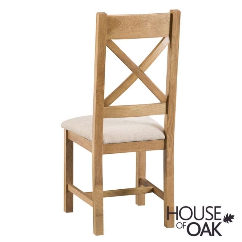 Harewood Oak Cross Back Chair Fabric Seat - Image 4