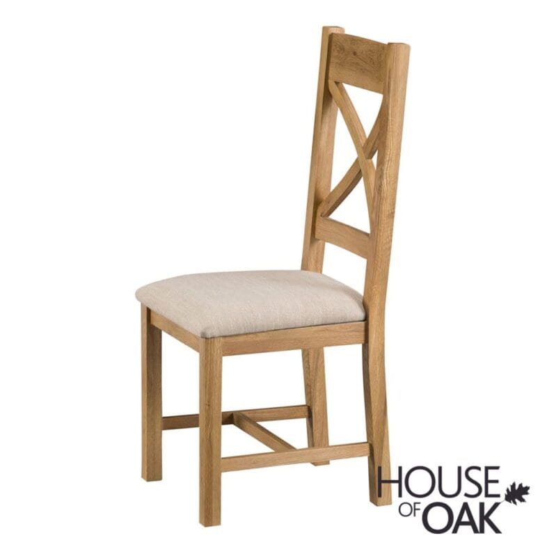 Harewood Oak Cross Back Chair Fabric Seat - Image 5