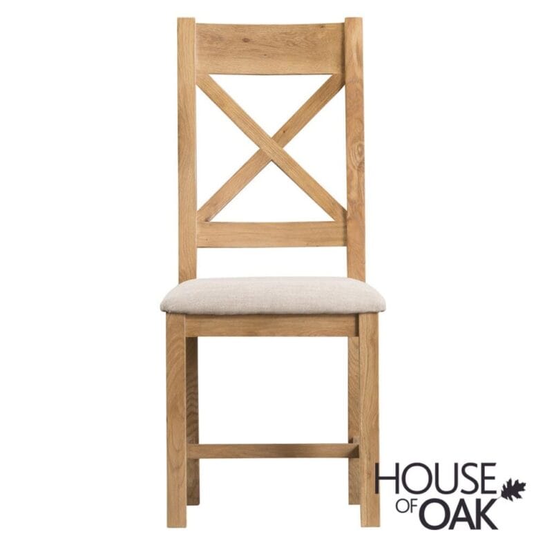 Harewood Oak Cross Back Chair Fabric Seat - Image 8