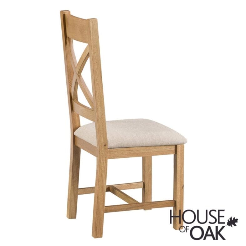Harewood Oak Cross Back Chair Fabric Seat - Image 3