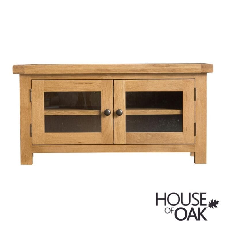 Harewood Oak Standard TV Unit With 2 Glazed Doors - Image 8