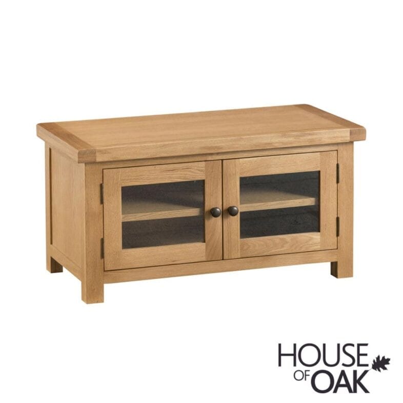 Harewood Oak Standard TV Unit With 2 Glazed Doors - Image 2