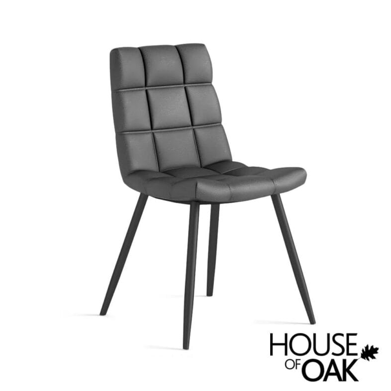 Soho Square Panel Dining Chair in Faux Grey Leather
