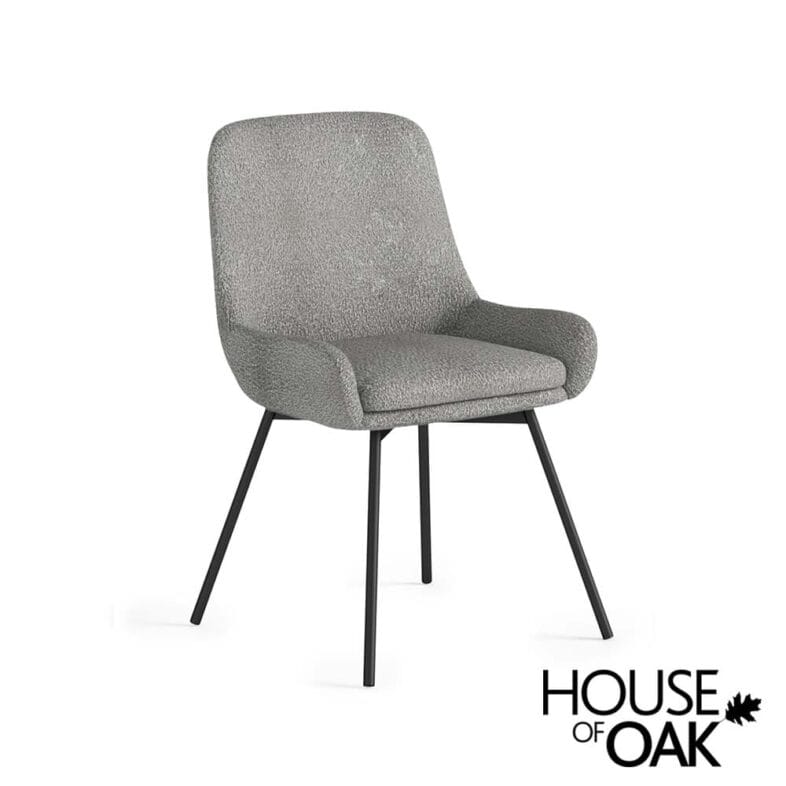Soho Curved Seat Dining Chair in Grey Boucle