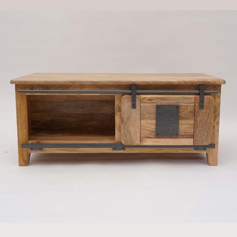 Fusion Light Mango Wood Coffee Table with Drawers - Image 4