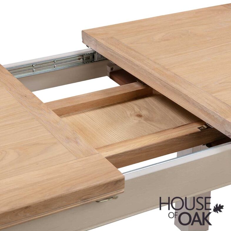 Kensington Putty Grey Painted Oak 120cm Butterfly Extending Dining Table - Image 7