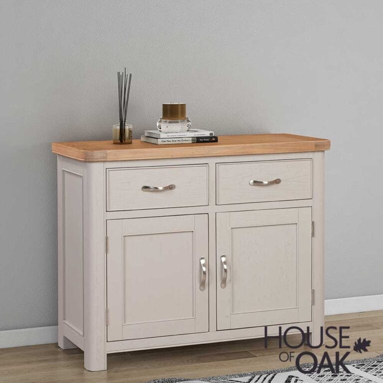 Kensington Putty Grey Painted Oak 2 Door 2 Drawer Sideboard