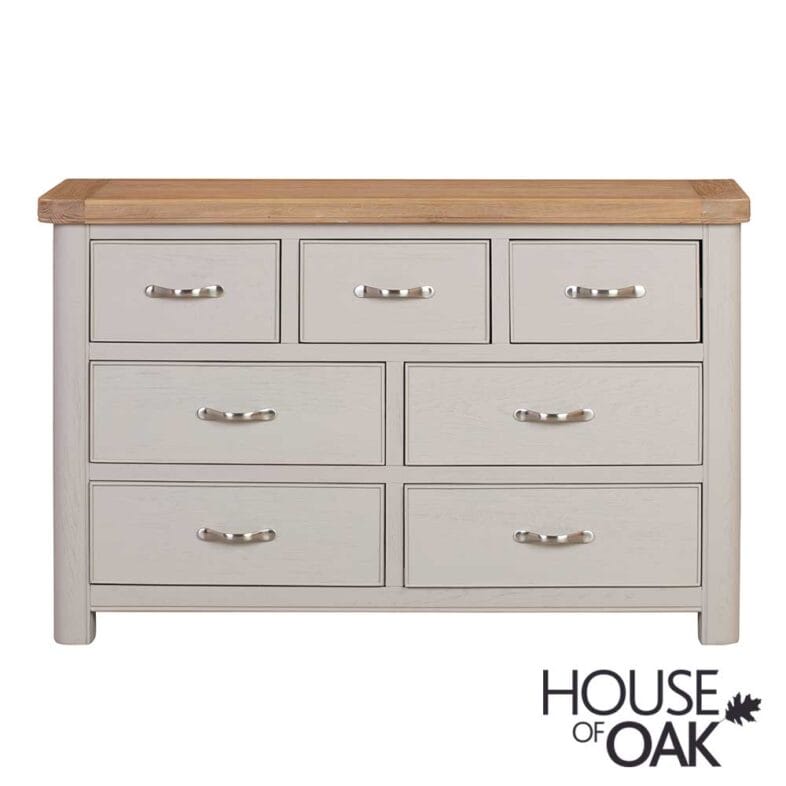 Kensington Putty Grey Painted Oak 3 Over 4 Chest of Drawers - Image 2