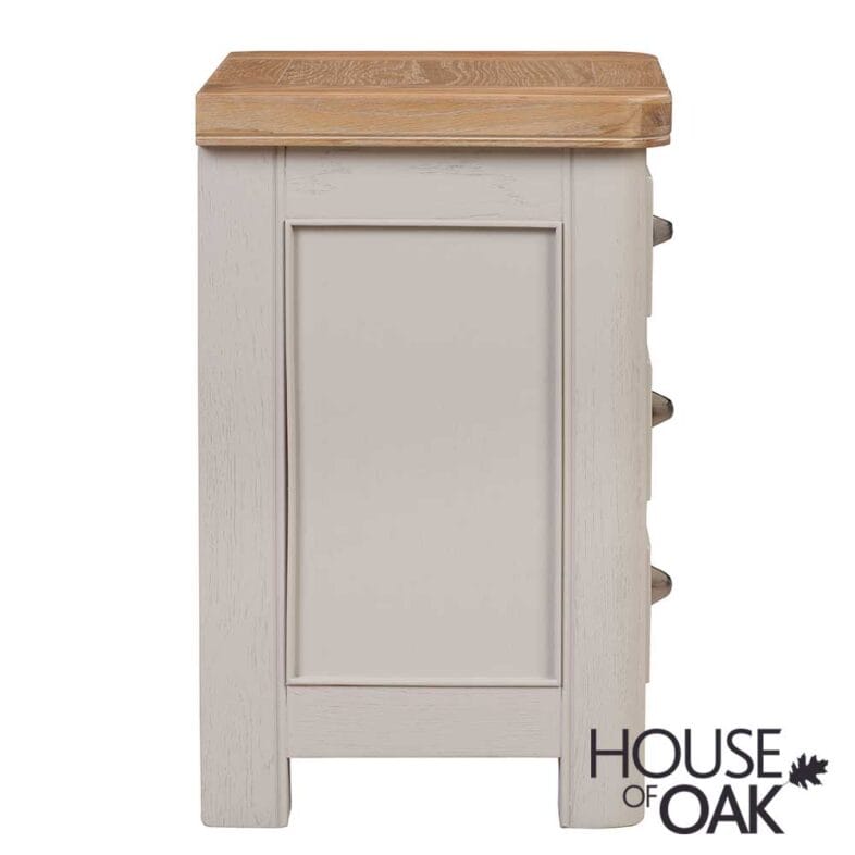 Kensington Putty Grey Painted Oak 3 Drawer Bedside Cabinet - Image 5