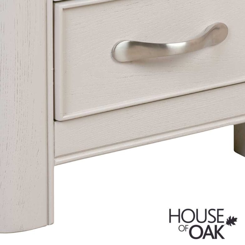 Kensington Putty Grey Painted Oak 3 Drawer Bedside Cabinet - Image 7