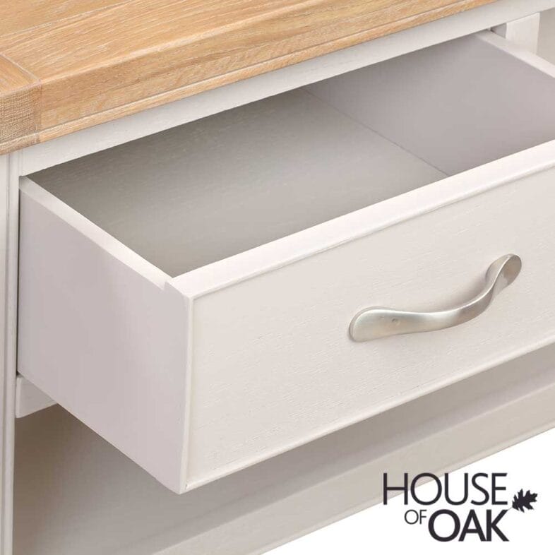 Kensington Putty Grey Painted Oak Coffee Table With Drawers - Image 7