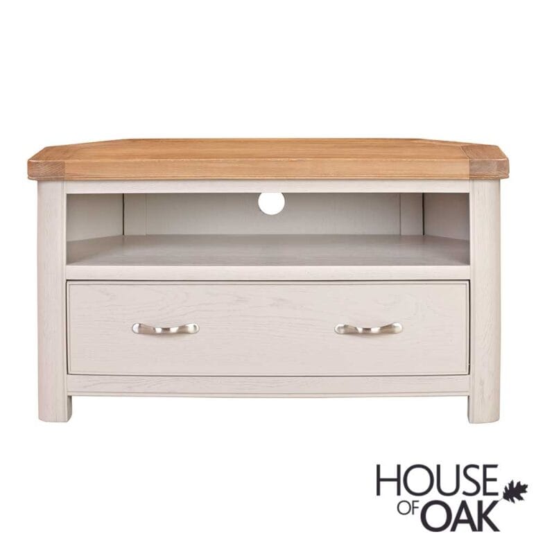 Kensington Putty Grey Painted Oak Corner TV Unit - Image 2