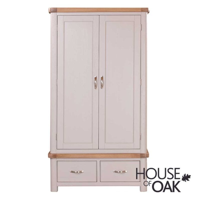 Kensington Putty Grey Painted Oak Double Wardrobe - Image 2