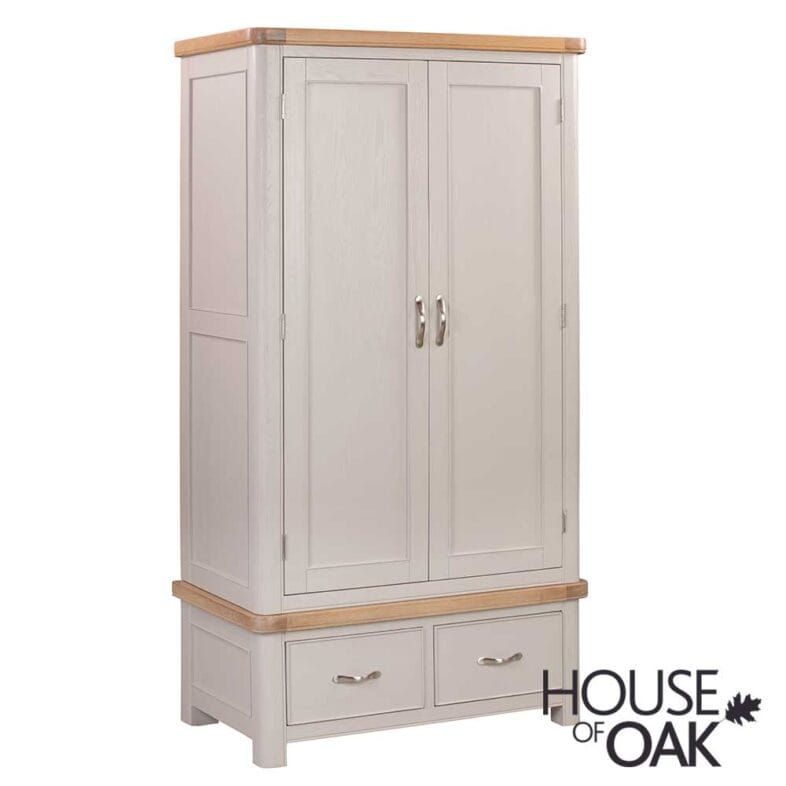 Kensington Putty Grey Painted Oak Double Wardrobe - Image 3