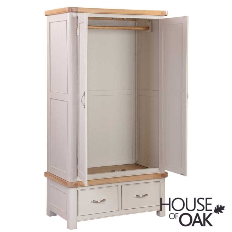 Kensington Putty Grey Painted Oak Double Wardrobe - Image 4