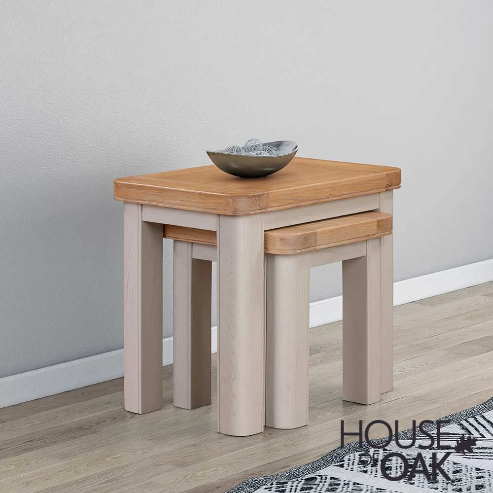 Kensington Putty Grey Painted Oak Nest of Tables