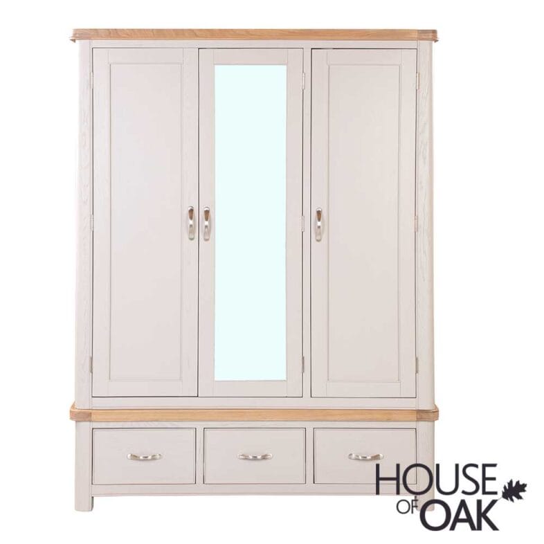 Kensington Putty Grey Painted Oak Triple Wardrobe - Image 2