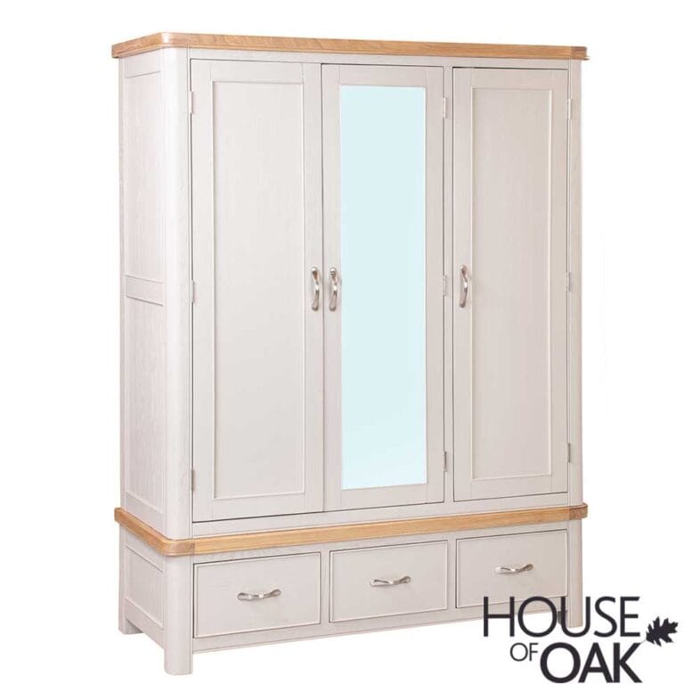 Kensington Putty Grey Painted Oak Triple Wardrobe - Image 3