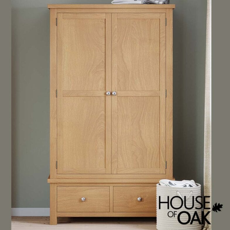 Keswick Oak Double Wardrobe with 2 Drawers - Image 3