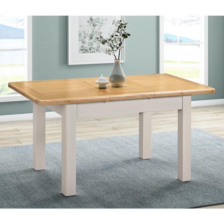 Knightsbridge Oak 120cm Extending Dining Table in Grey Painted