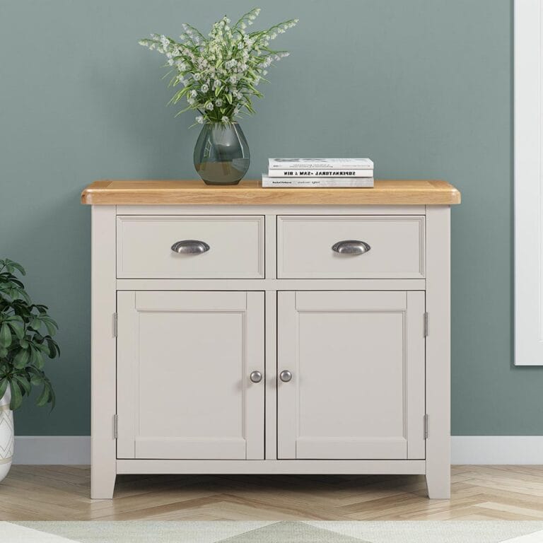 Knightsbridge Oak 2 Door 2 Drawer Sideboard in Grey Painted