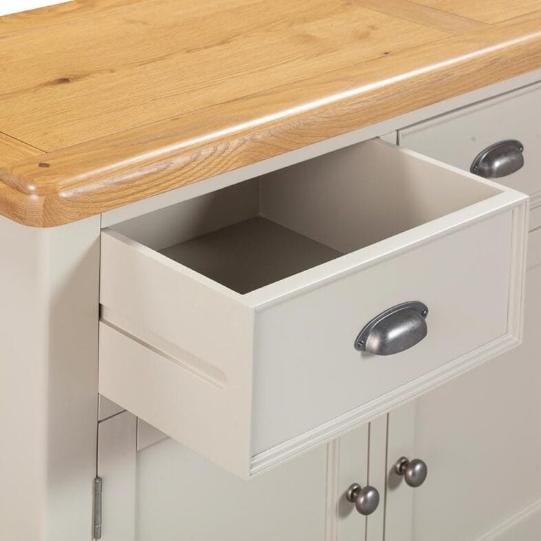 Knightsbridge Oak 3 Door 3 Drawer Sideboard in Grey Painted - Image 7