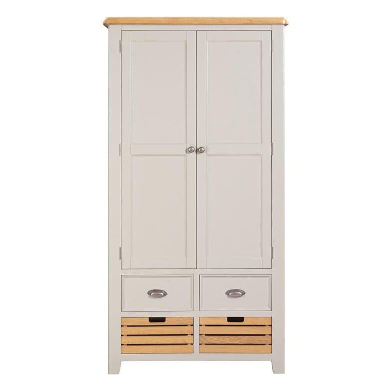 Knightsbridge Oak Double Larder Cupboard in Grey Painted - Image 2