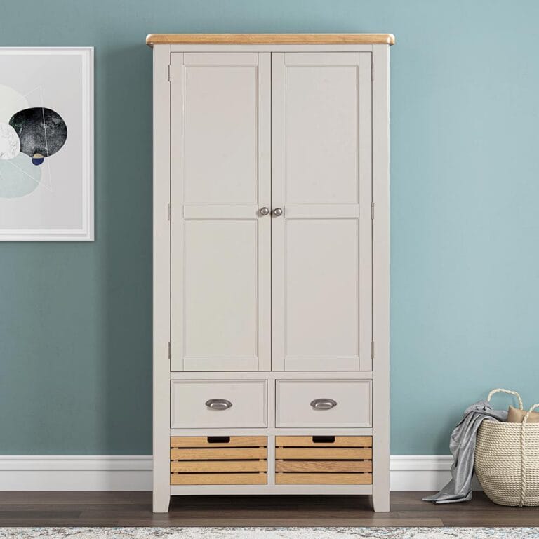 Knightsbridge Oak Double Larder Cupboard in Grey Painted